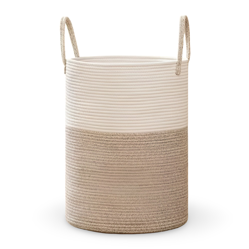 Wäschekorb Baumwolle Geflochten – 58L Großer Spielzeugkorb mit Griffen, Faltbar, 38x50cm