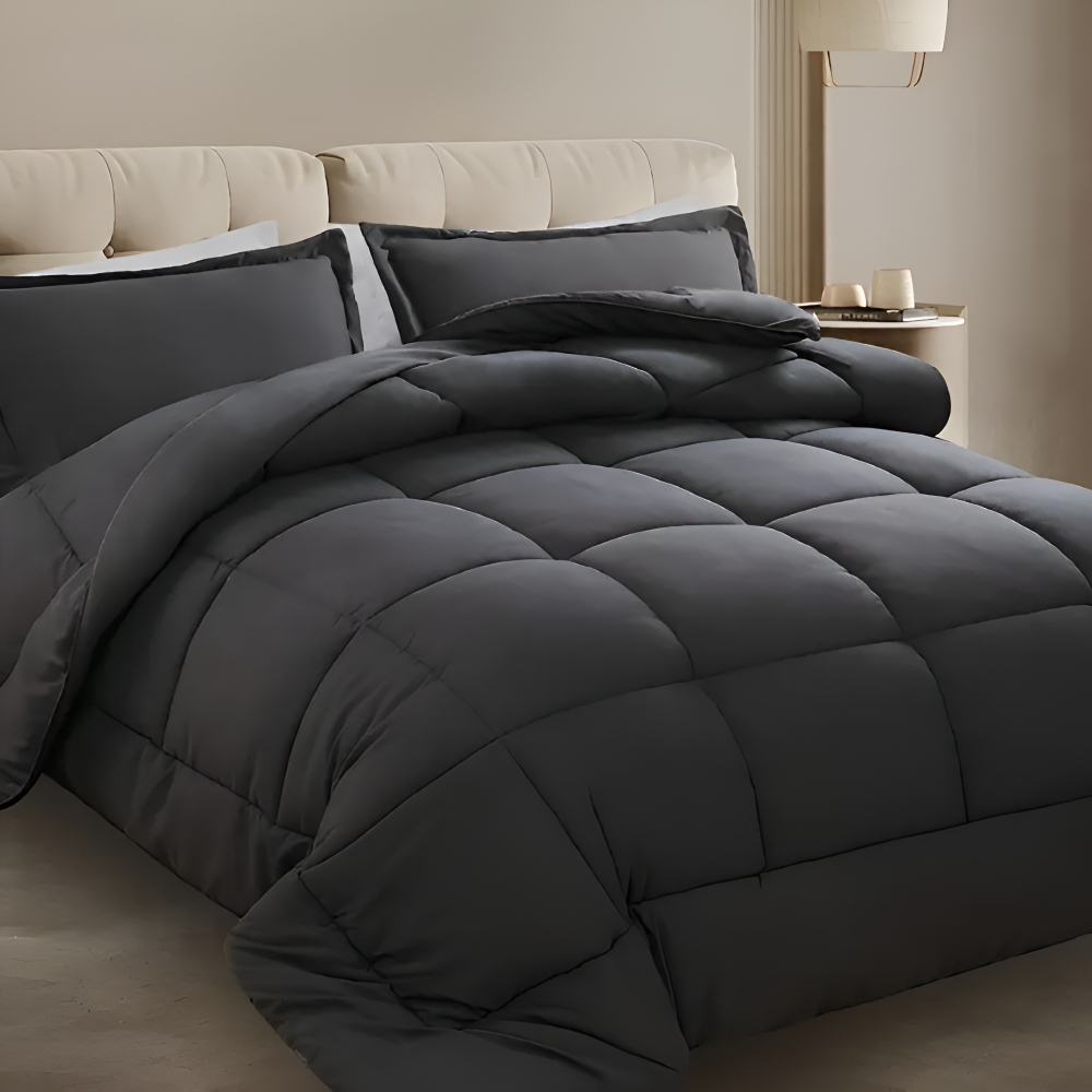 CoziPlain Polyester Bettwäsche - Stilvolle Plaid Bettdecke