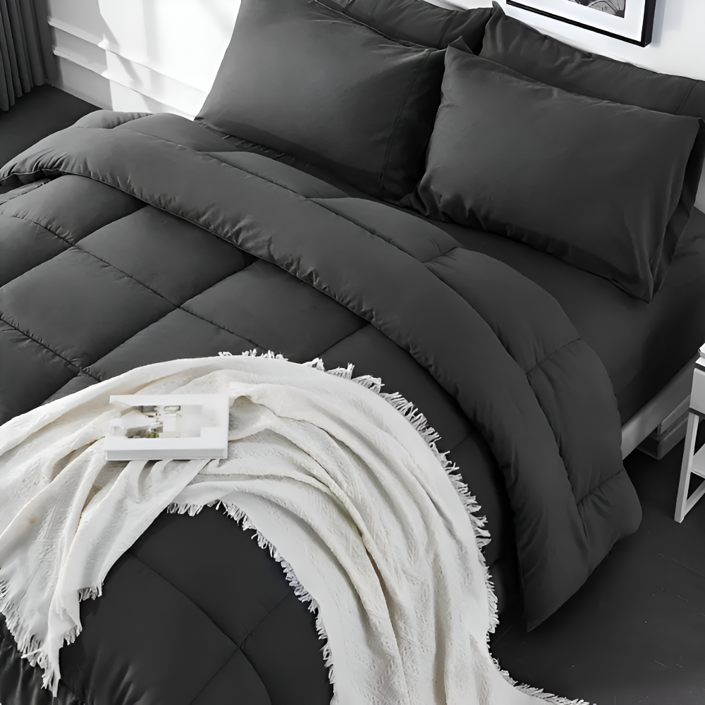 CoziPlain Polyester Bettwäsche - Stilvolle Plaid Bettdecke