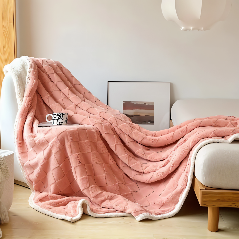 CozyCheck Plaid - Wendbare, Dicke Isolierte Fleece Decke für den Winter