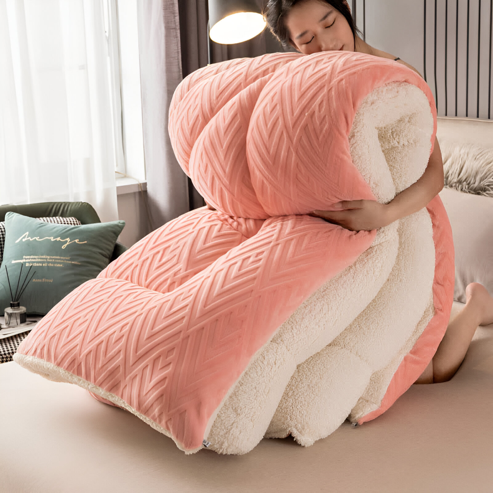 Gemütliche Dicke Sherpa Fleece Bettdecke mit Gestepptem Innenfutter für Ultimativen Komfort