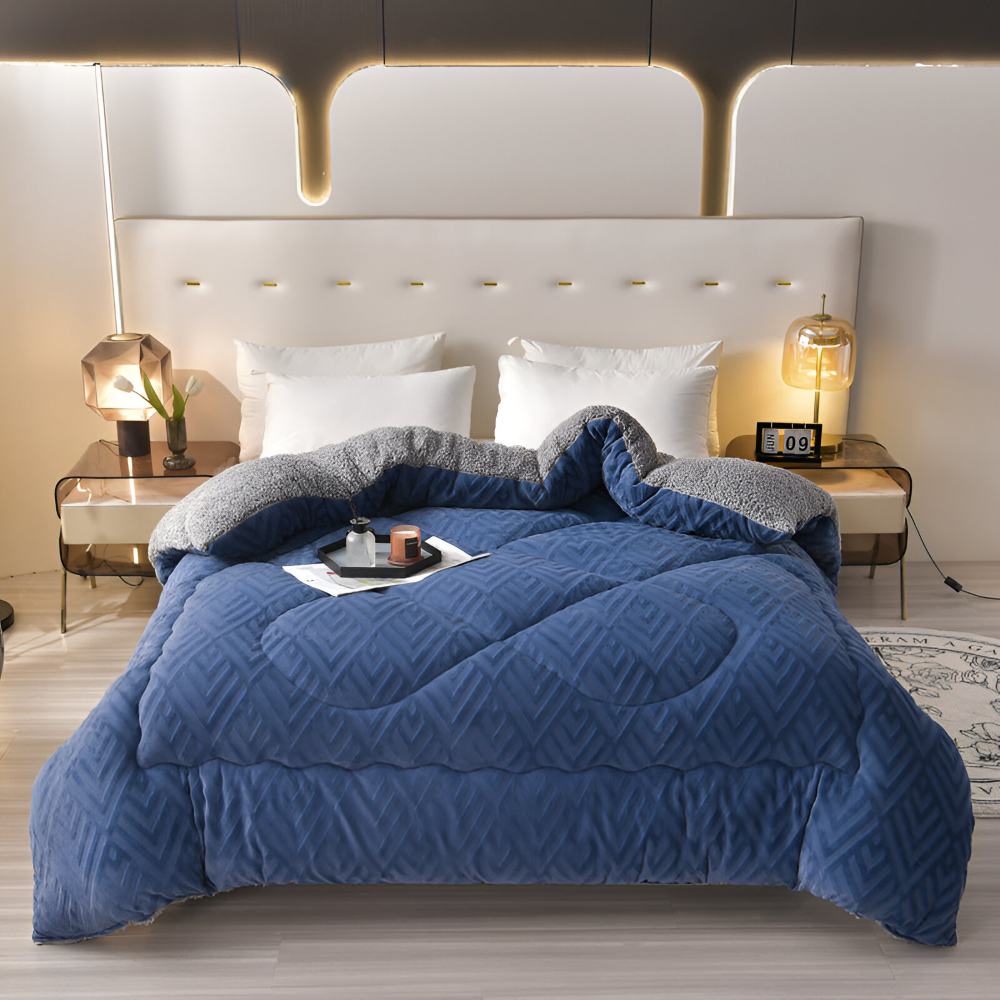 Gemütliche Dicke Sherpa Fleece Bettdecke mit Gestepptem Innenfutter für Ultimativen Komfort