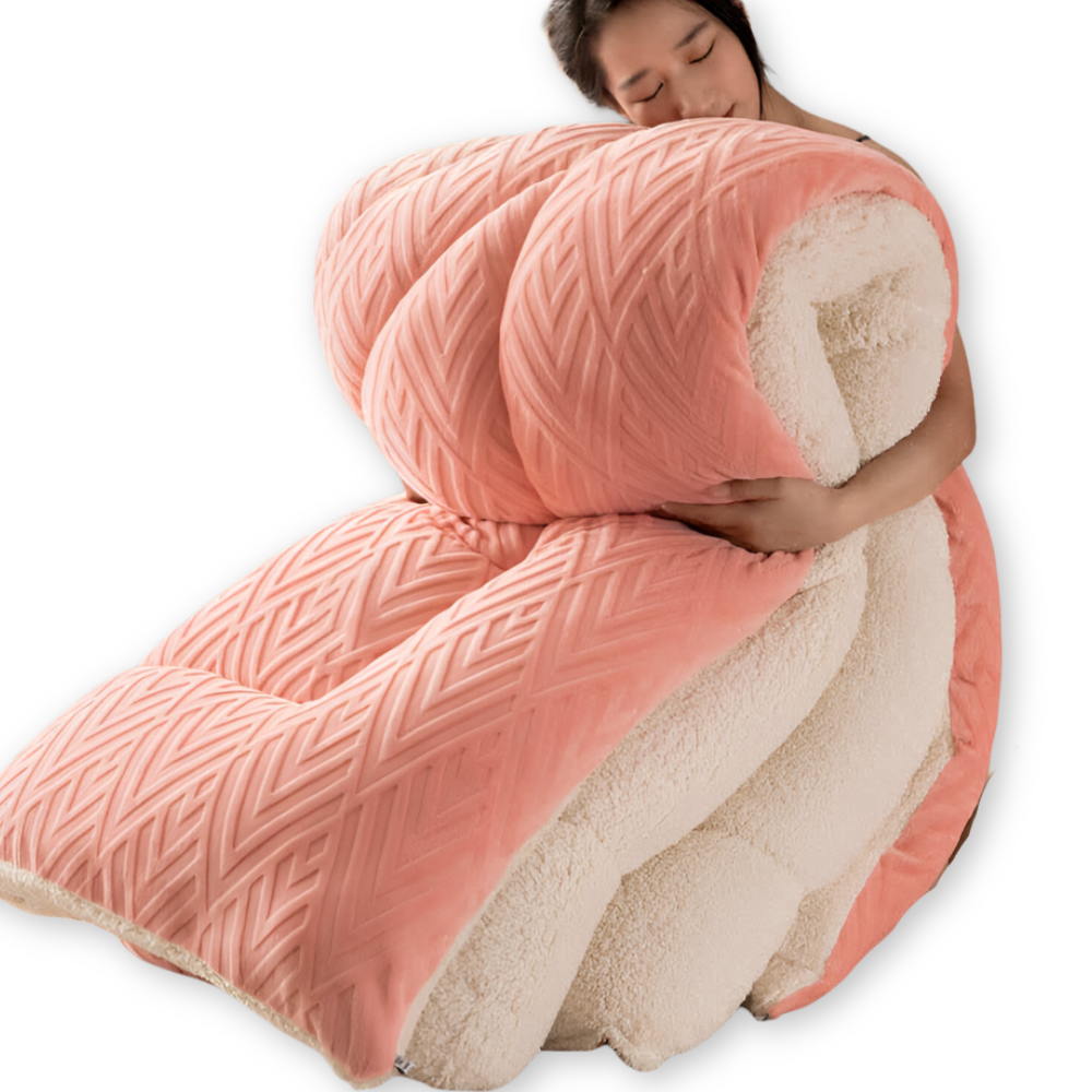 Gemütliche Dicke Sherpa Fleece Bettdecke mit Gestepptem Innenfutter für Ultimativen Komfort