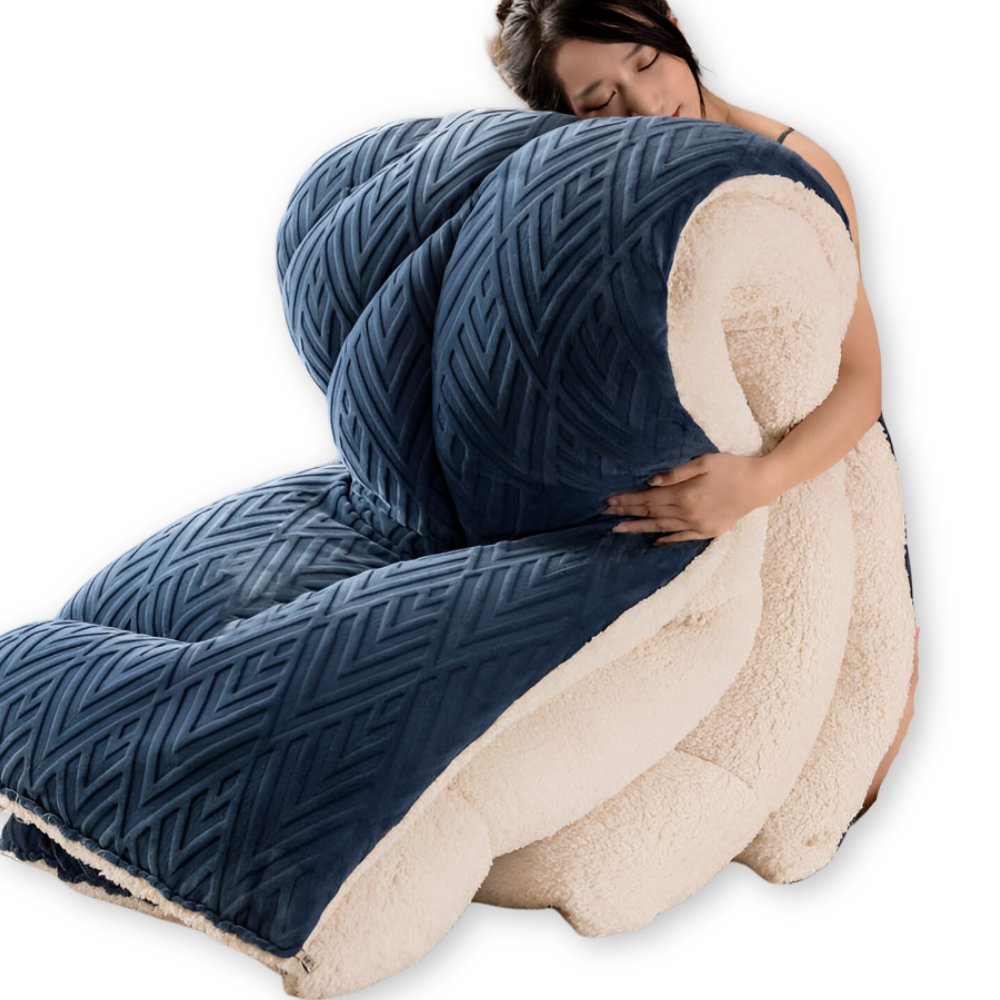 Gemütliche Dicke Sherpa Fleece Bettdecke mit Gestepptem Innenfutter für Ultimativen Komfort