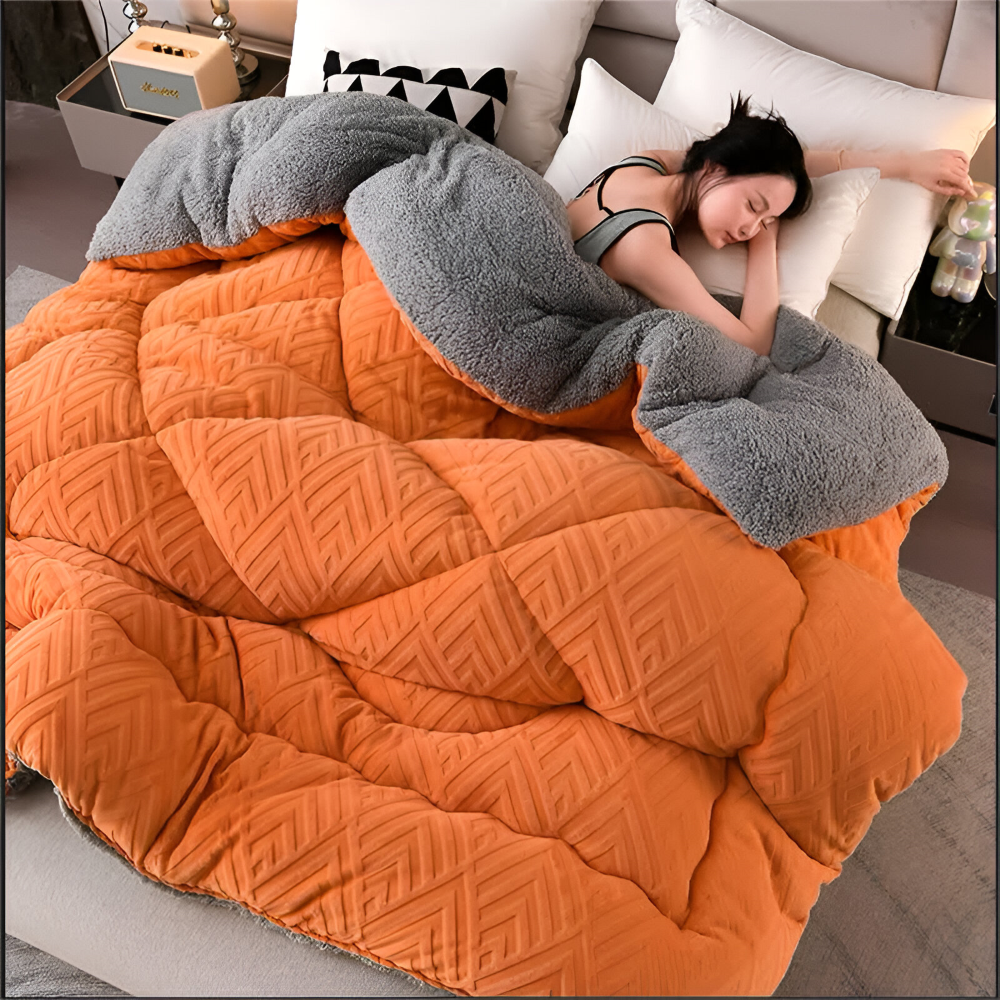Gemütliche Dicke Sherpa Fleece Bettdecke mit Gestepptem Innenfutter für Ultimativen Komfort