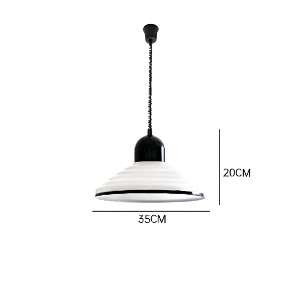 CremeHue Pendelleuchte - Moderne Metall-Hängelampe mit Schwarzem Federkabel