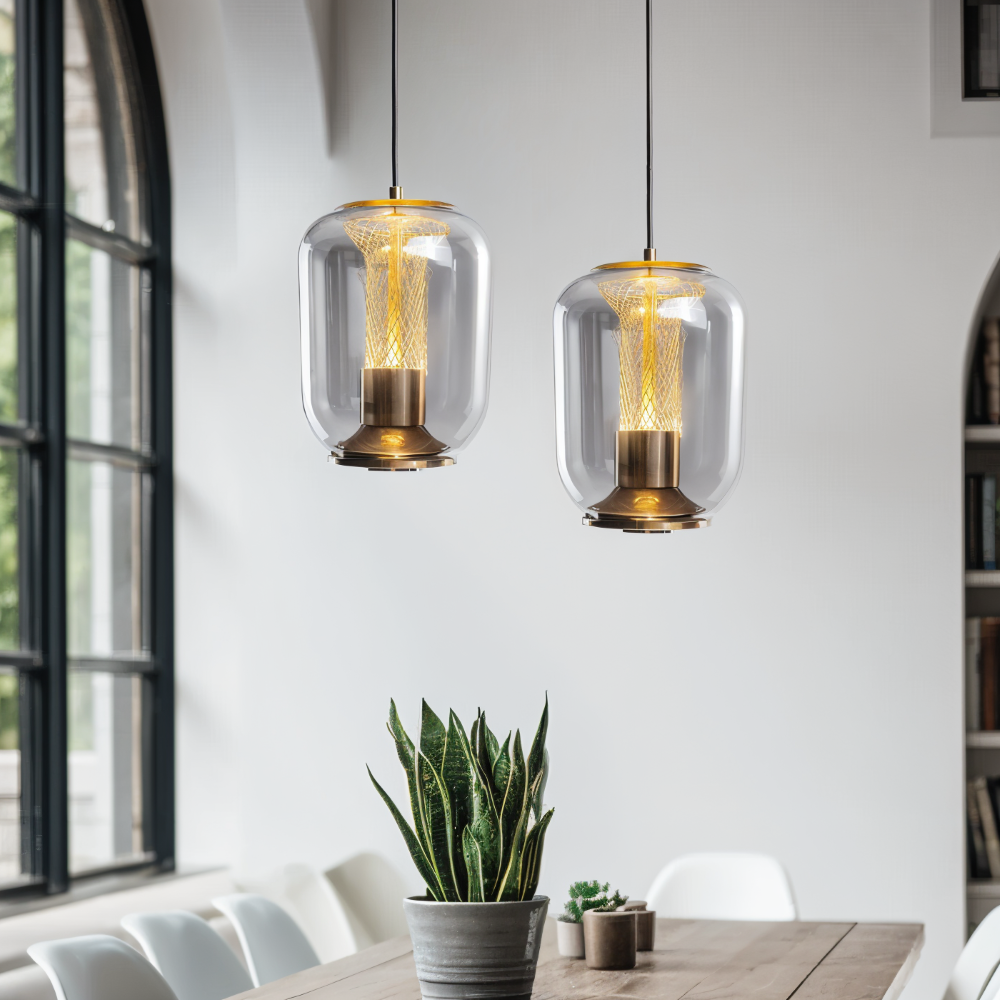 Crista Pendelleuchte  -  Rauchgraues Glas Hängelampe - LED Hängelampen