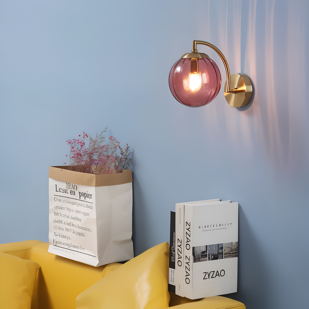 CrystalGlow Wandleuchte - Globe Leuchten Indoor - Retro Glas LED Schlafzimmer Wandleuchte