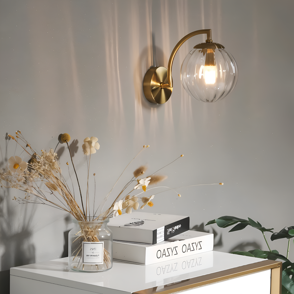 CrystalGlow Wandleuchte - Globe Leuchten Indoor - Retro Glas LED Schlafzimmer Wandleuchte