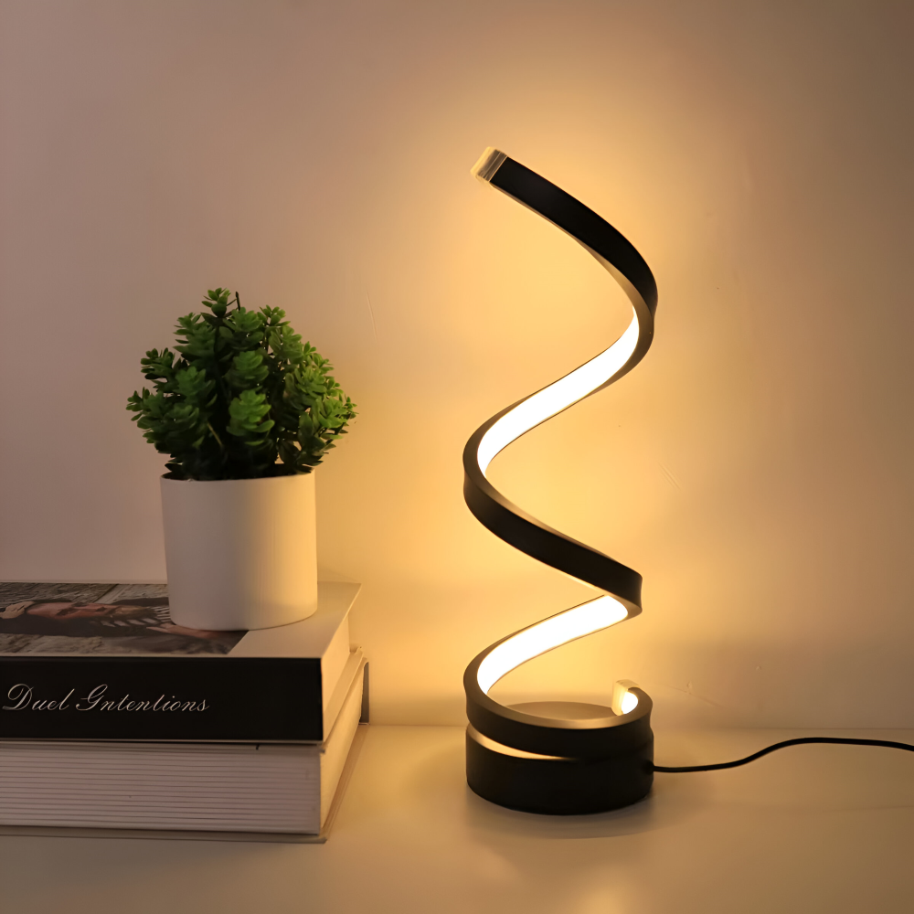 CurvaLume - Stylische Spiral Design Tischlampe - 3 Farben Einstellbare Schreibtischlampe