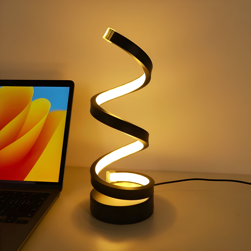 CurvaLume - Stylische Spiral Design Tischlampe - 3 Farben Einstellbare Schreibtischlampe