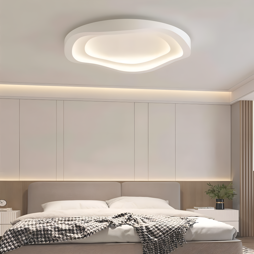 Kurvige Weiße Deckenleuchte - Minimalistische, Dimmbare, Flächenbündige LED Lampe
