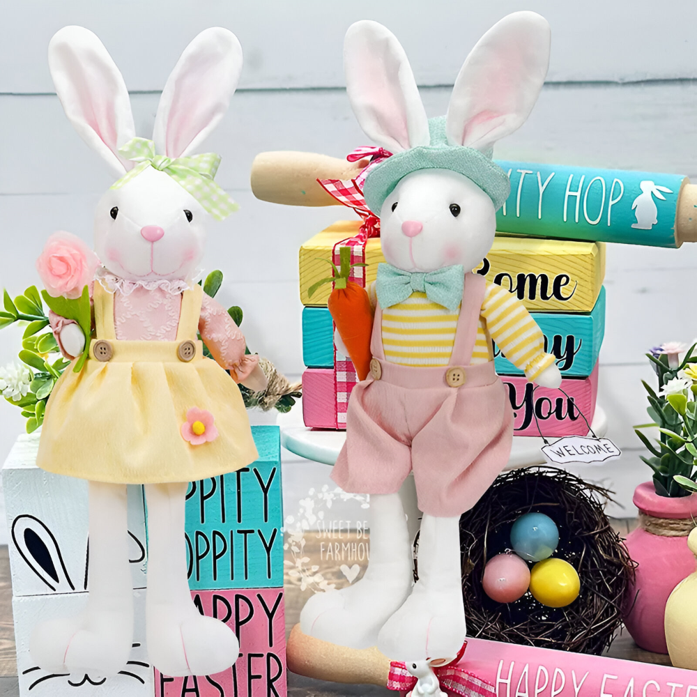 CushBunnie - Weicher Stoff Osterhase - Liebenswerte Osterdeko