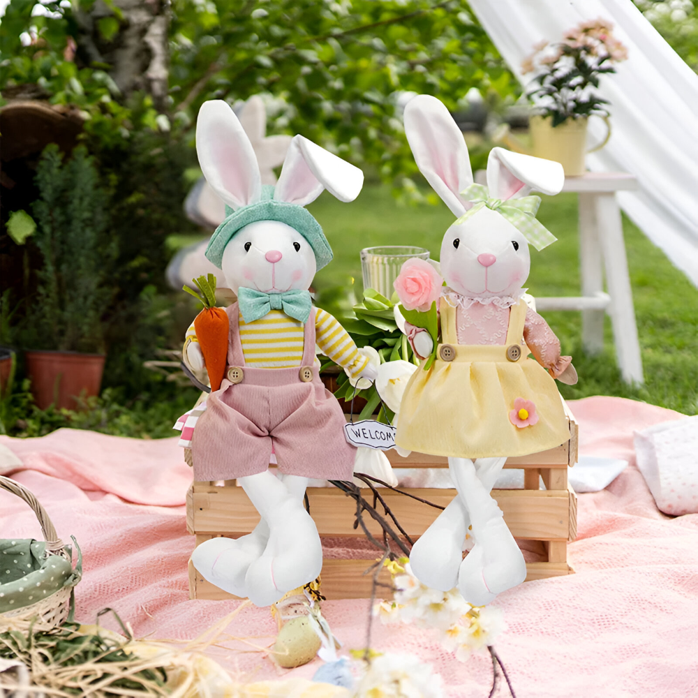 CushBunnie - Weicher Stoff Osterhase - Liebenswerte Osterdeko