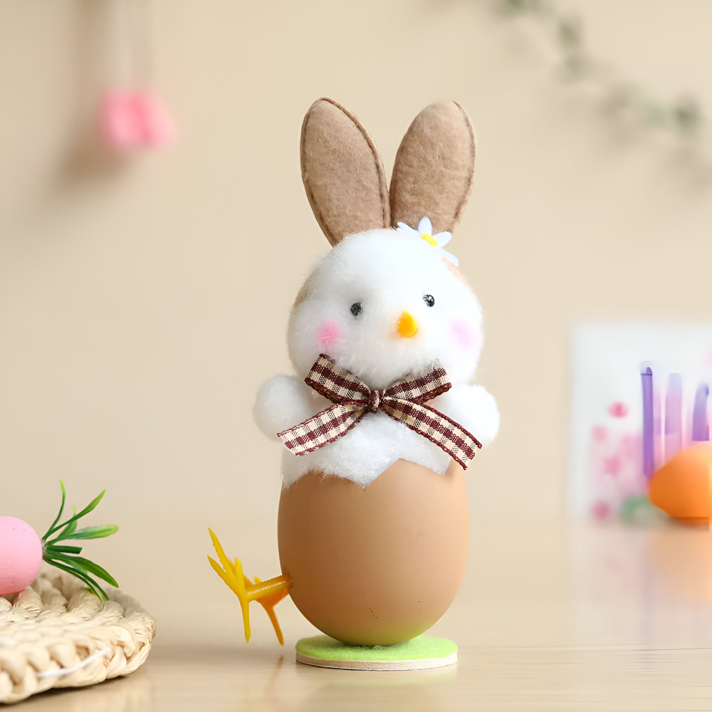 CutieChick Osterdeko - Plüsch Osterküken mit Hasenohren - Bunte Bruteier Deko