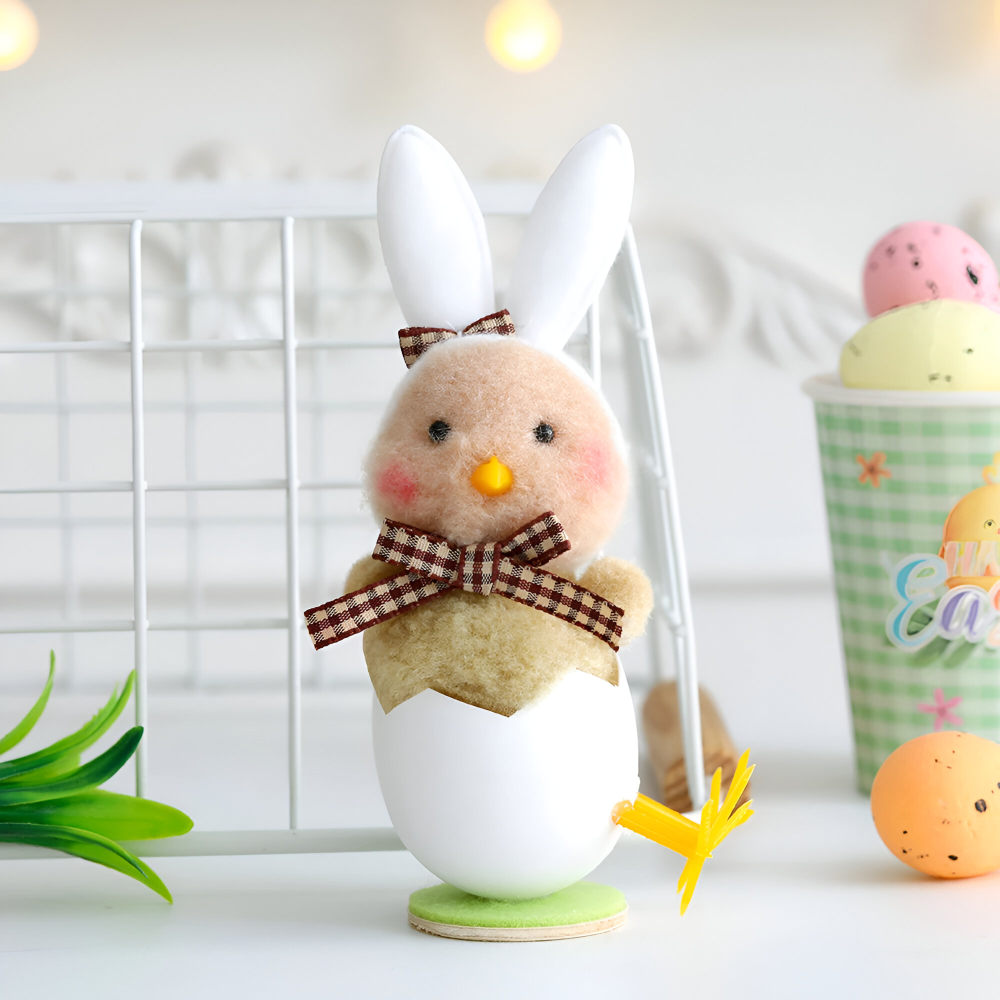 CutieChick Osterdeko - Plüsch Osterküken mit Hasenohren - Bunte Bruteier Deko