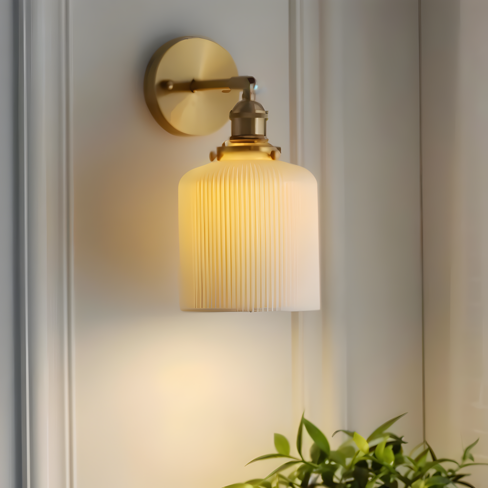 CyRibbed Wandleuchte - Keramik Wandleuchte - Gerippte Weiße Wandleuchte Design - Wandleuchten LED