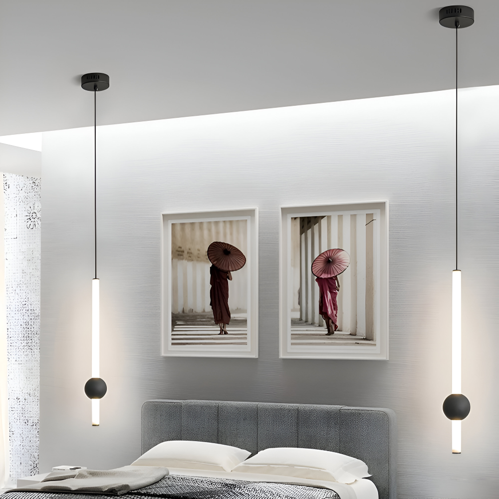 CyliWand LED Pendelleuchte - Minimalistische Geometrische Hängelampe in Schwarz/Weiß
