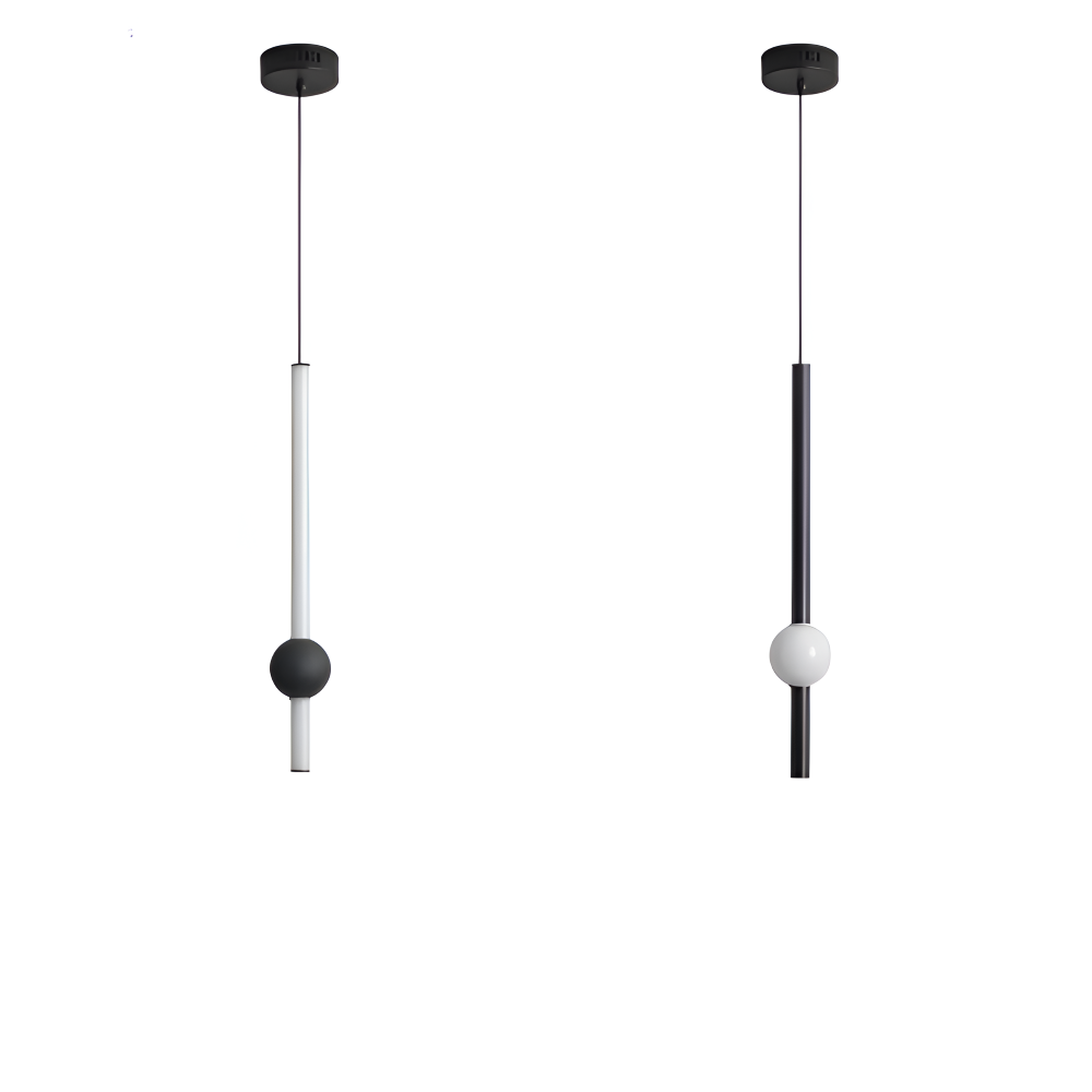 CyliWand LED Pendelleuchte - Minimalistische Geometrische Hängelampe in Schwarz/Weiß
