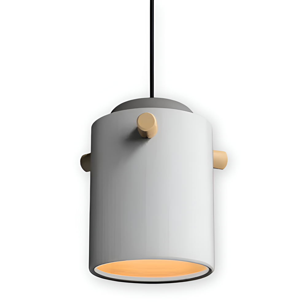 CylinBright Pendelleuchte - Skandinavisches Holz & Eisen Bunte LED Hängelampe