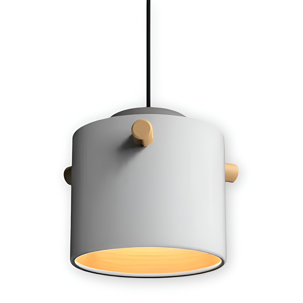 CylinBright Pendelleuchte - Skandinavisches Holz & Eisen Bunte LED Hängelampe
