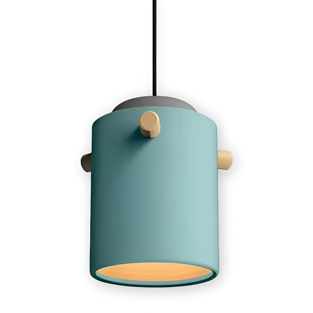 CylinBright Pendelleuchte - Skandinavisches Holz & Eisen Bunte LED Hängelampe