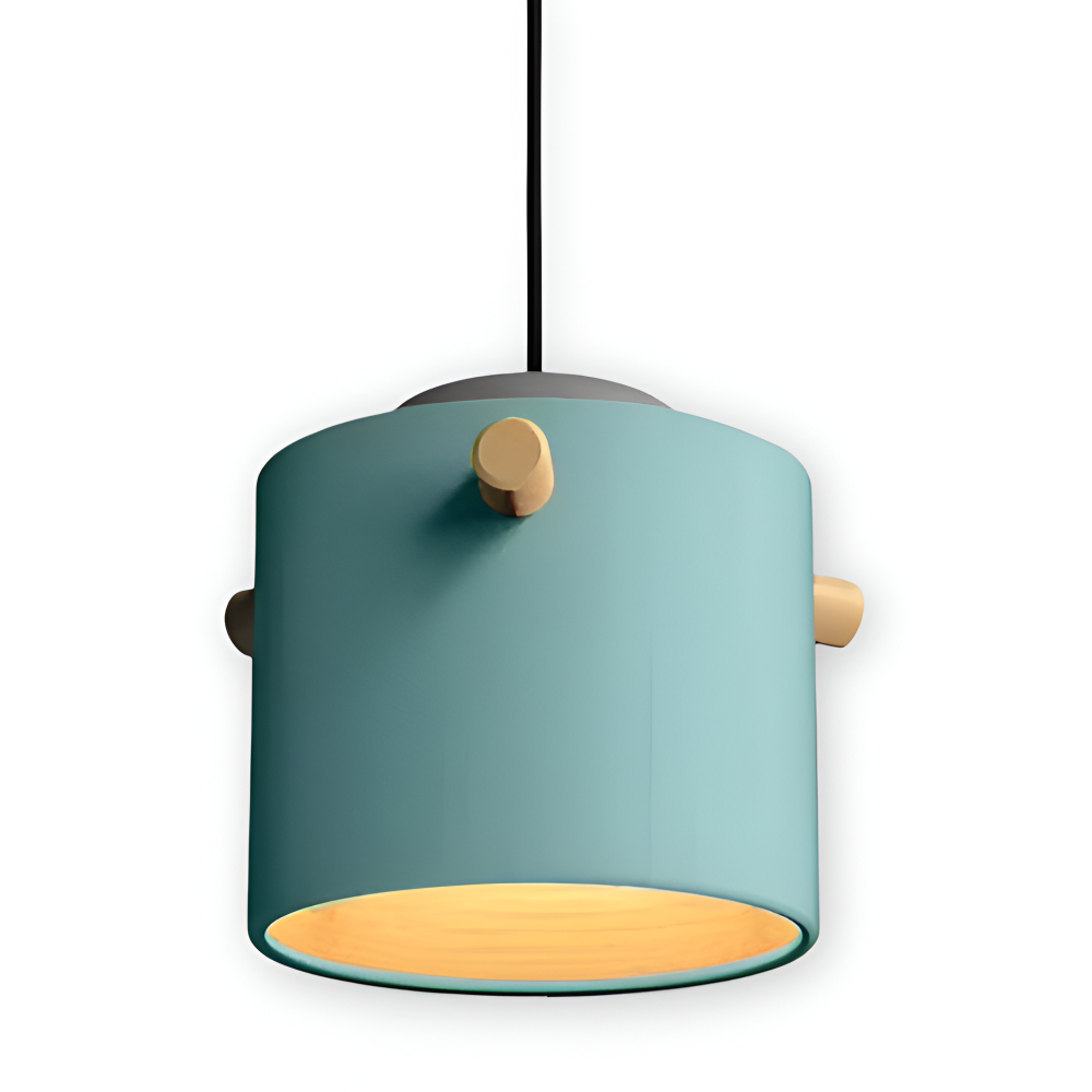 CylinBright Pendelleuchte - Skandinavisches Holz & Eisen Bunte LED Hängelampe