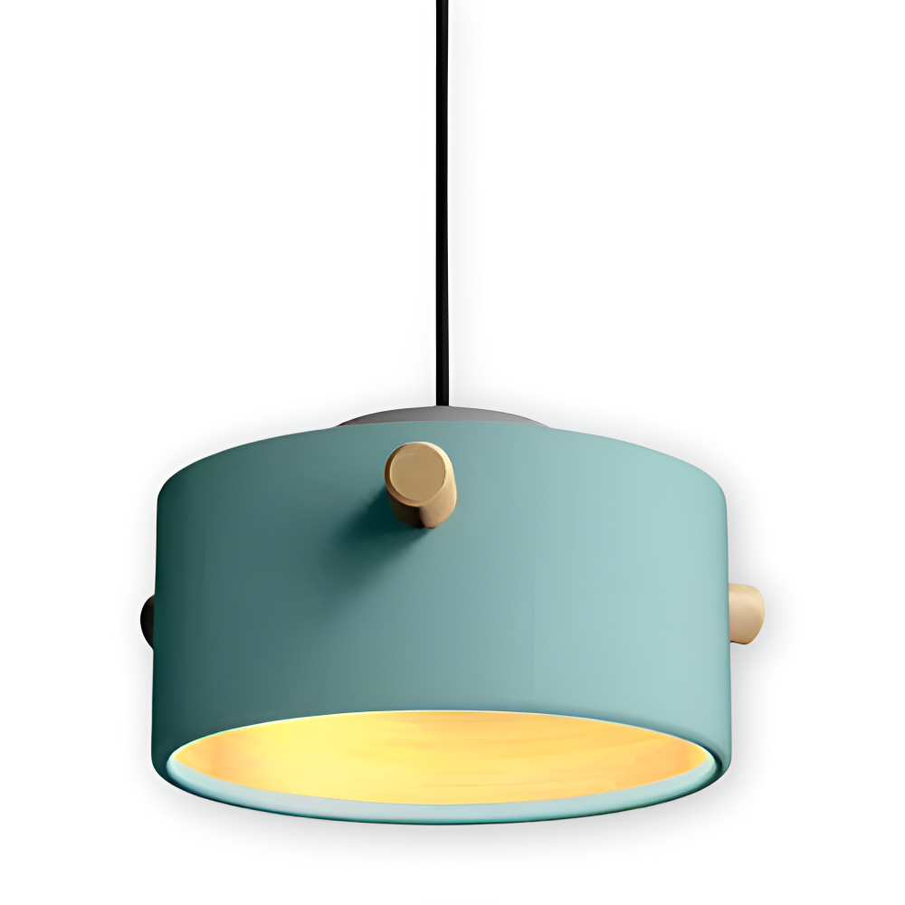 CylinBright Pendelleuchte - Skandinavisches Holz & Eisen Bunte LED Hängelampe