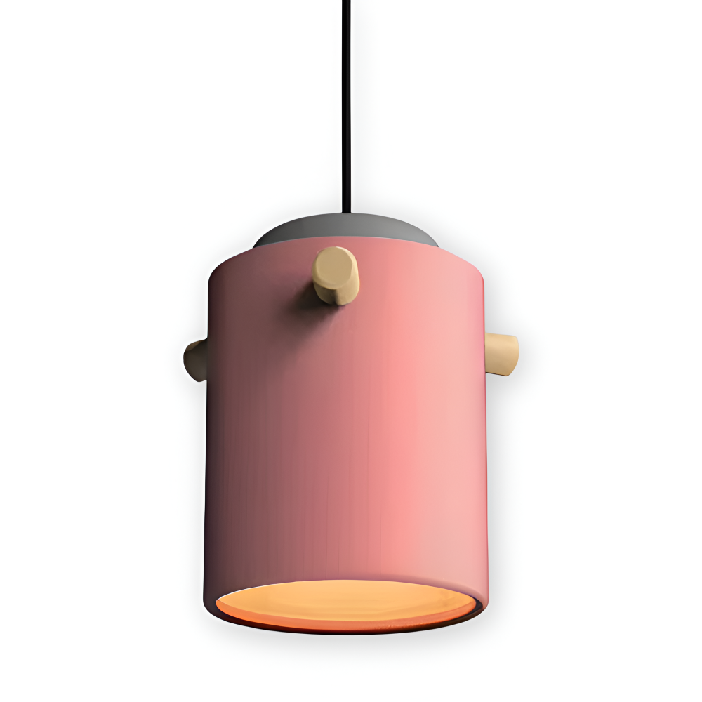 CylinBright Pendelleuchte - Skandinavisches Holz & Eisen Bunte LED Hängelampe