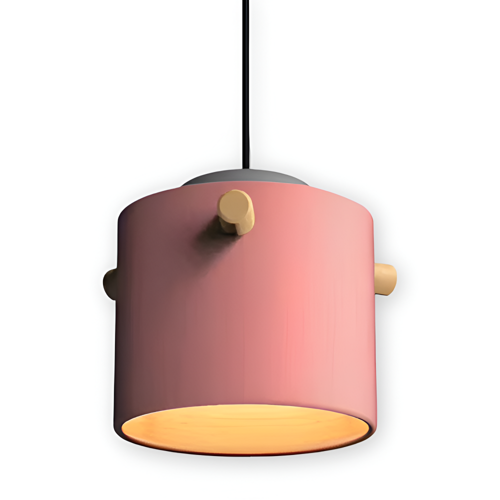 CylinBright Pendelleuchte - Skandinavisches Holz & Eisen Bunte LED Hängelampe