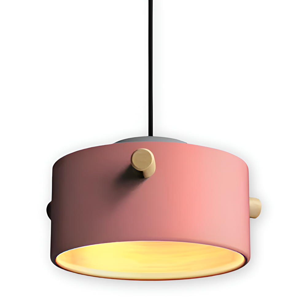 CylinBright Pendelleuchte - Skandinavisches Holz & Eisen Bunte LED Hängelampe
