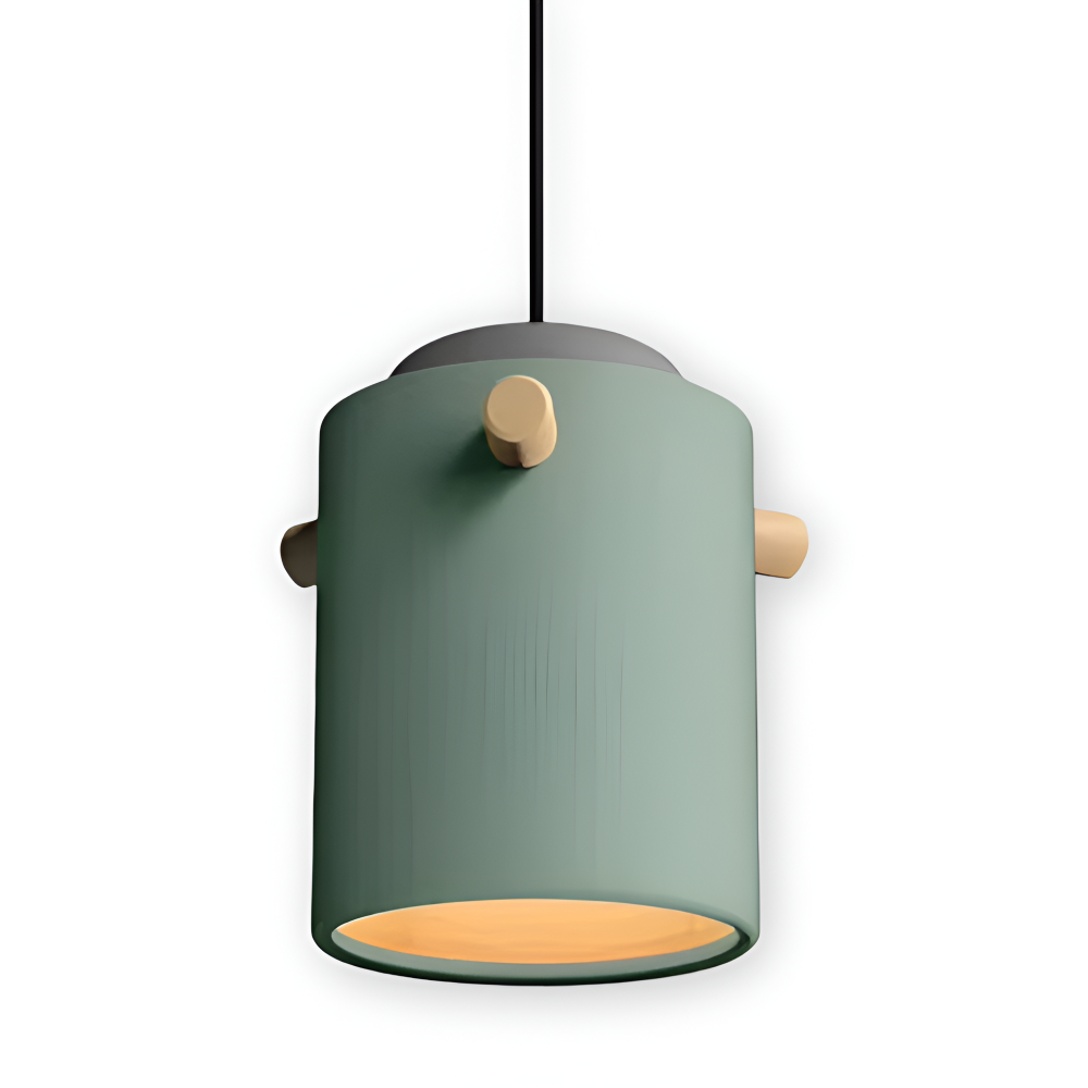 CylinBright Pendelleuchte - Skandinavisches Holz & Eisen Bunte LED Hängelampe