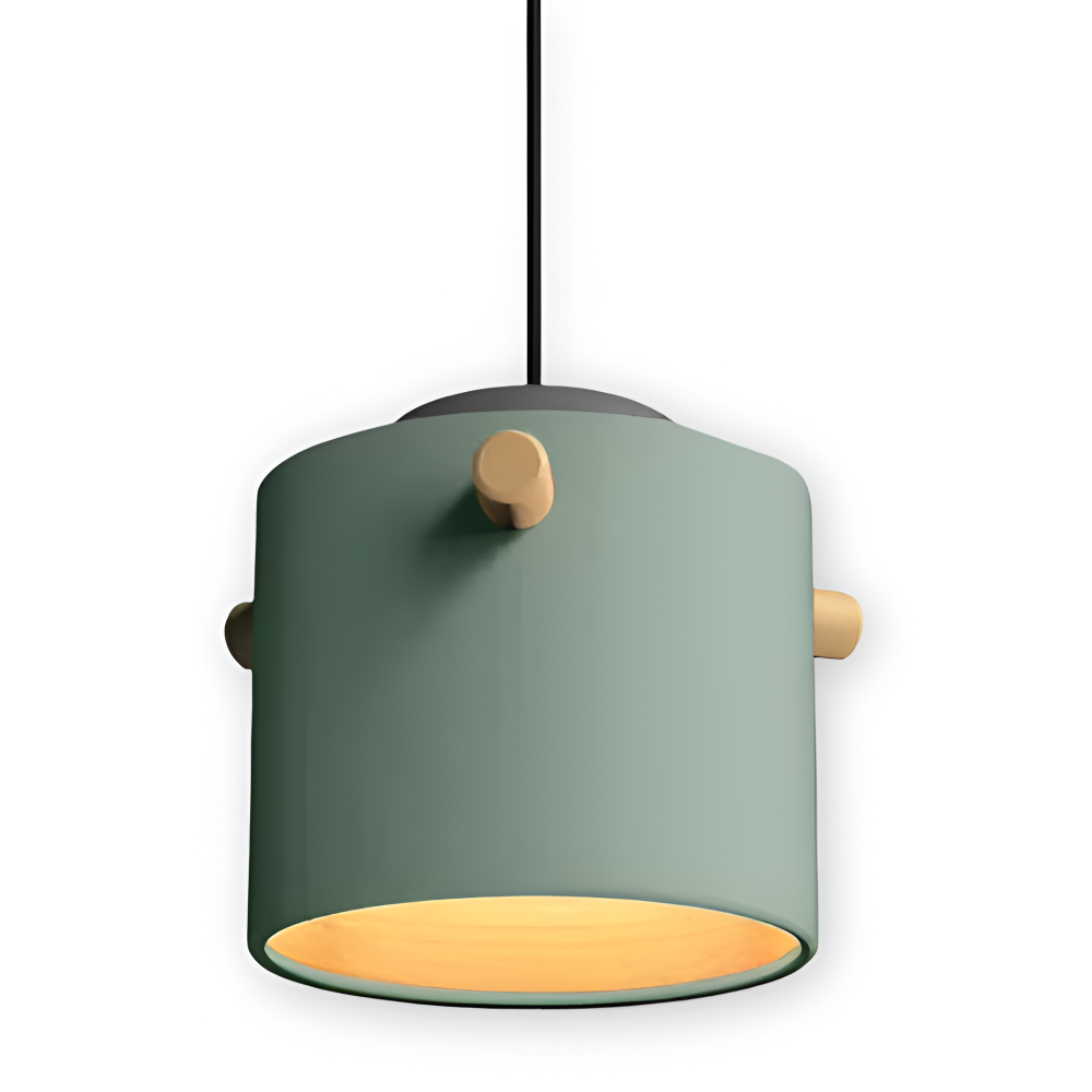 CylinBright Pendelleuchte - Skandinavisches Holz & Eisen Bunte LED Hängelampe