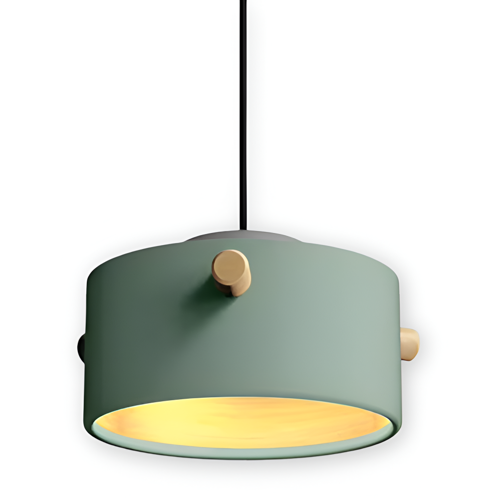 CylinBright Pendelleuchte - Skandinavisches Holz & Eisen Bunte LED Hängelampe
