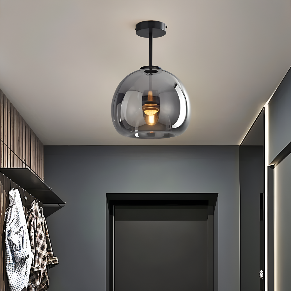 DecoRound Deckenleuchte -  Semi Flush Mount Schwarz Gold Runde Glas LED Deckenleuchte