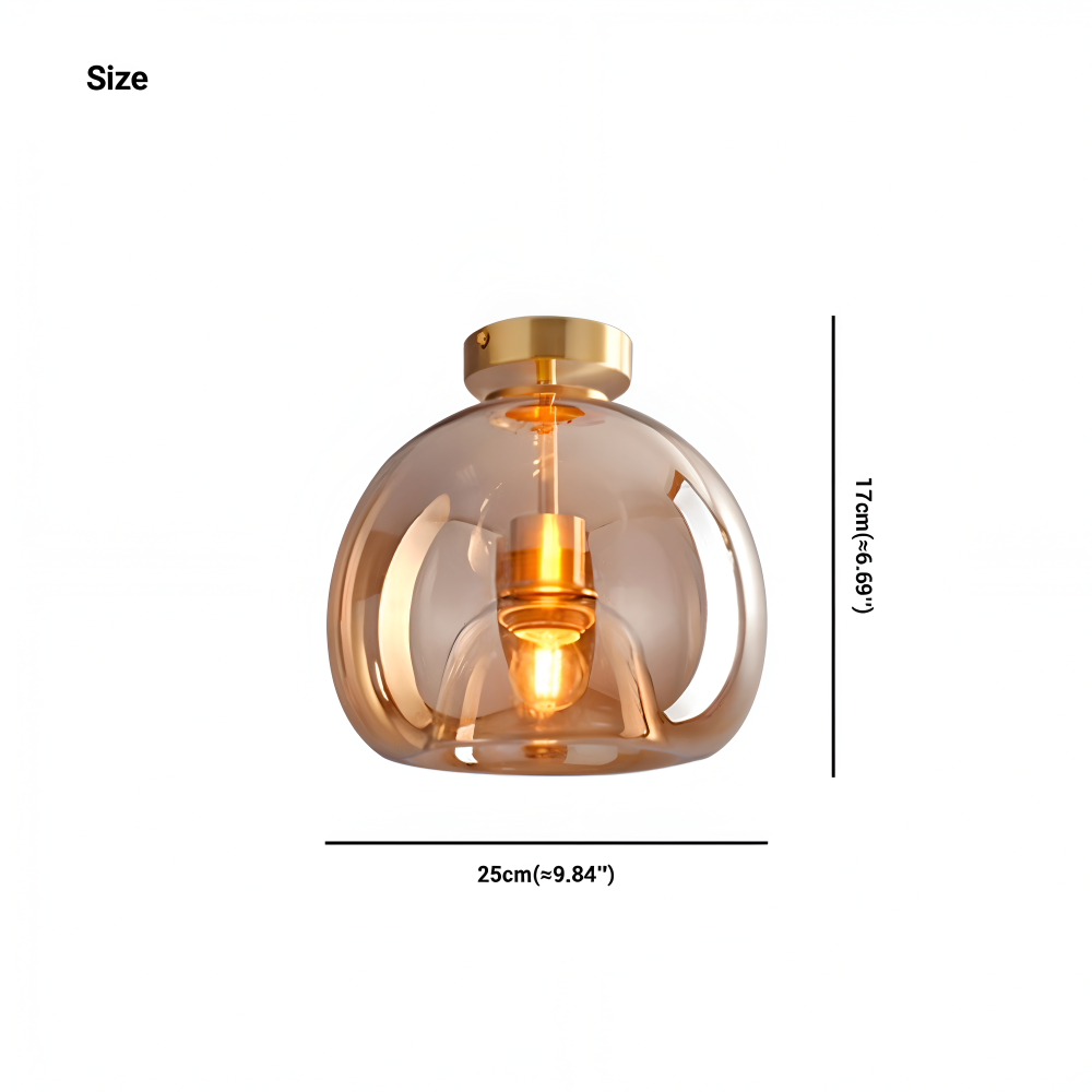 DecoRound Deckenleuchte -  Semi Flush Mount Schwarz Gold Runde Glas LED Deckenleuchte