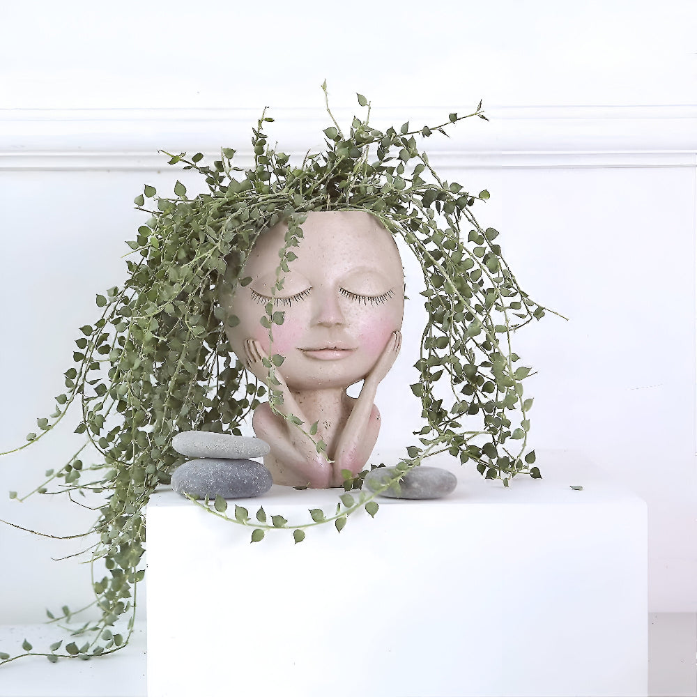 Dekorativer Harz Gesichtsblumentopf - Sukkulenten Topf für Innen und Außengarten Dekor, einzigartiges Tischornament