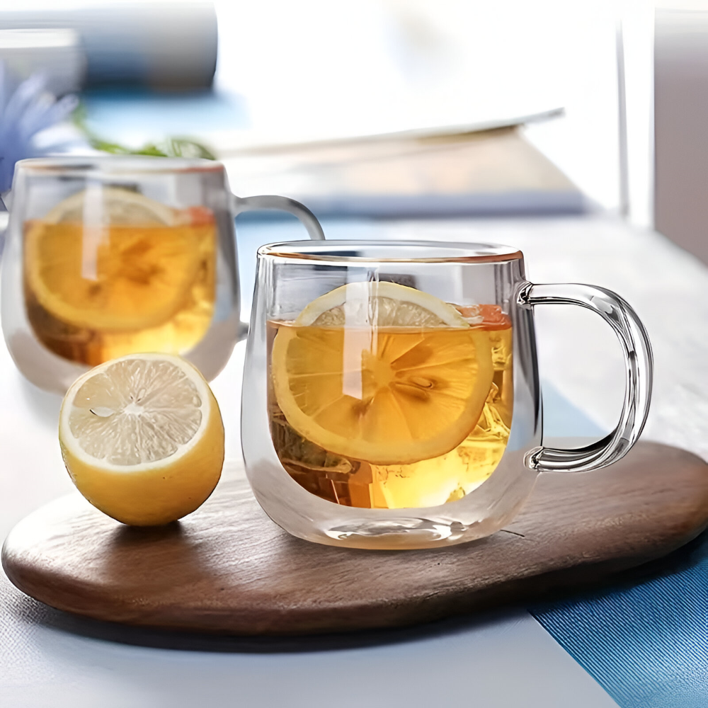 Kaffeetassen Doppelwandig 300 ml – Borosilikatglas Becher Set für Cappuccino & Tee, (2/4/6) Stück