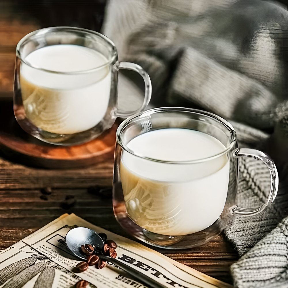 Kaffeetassen Doppelwandig 300 ml – Borosilikatglas Becher Set für Cappuccino & Tee, (2/4/6) Stück