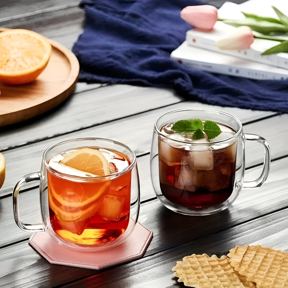 Kaffeetassen Doppelwandig 300 ml – Borosilikatglas Becher Set für Cappuccino & Tee, (2/4/6) Stück