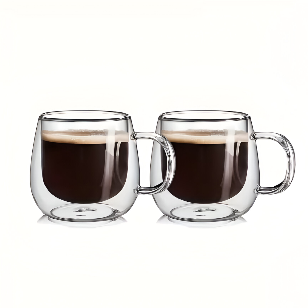 Kaffeetassen Doppelwandig 300 ml – Borosilikatglas Becher Set für Cappuccino & Tee, (2/4/6) Stück