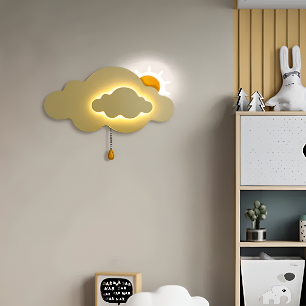 DreamyFloat Wandleuchte  - Lebendige Wolken und Sonne LED Wandlampe - Kinderzimmerbeleuchtung