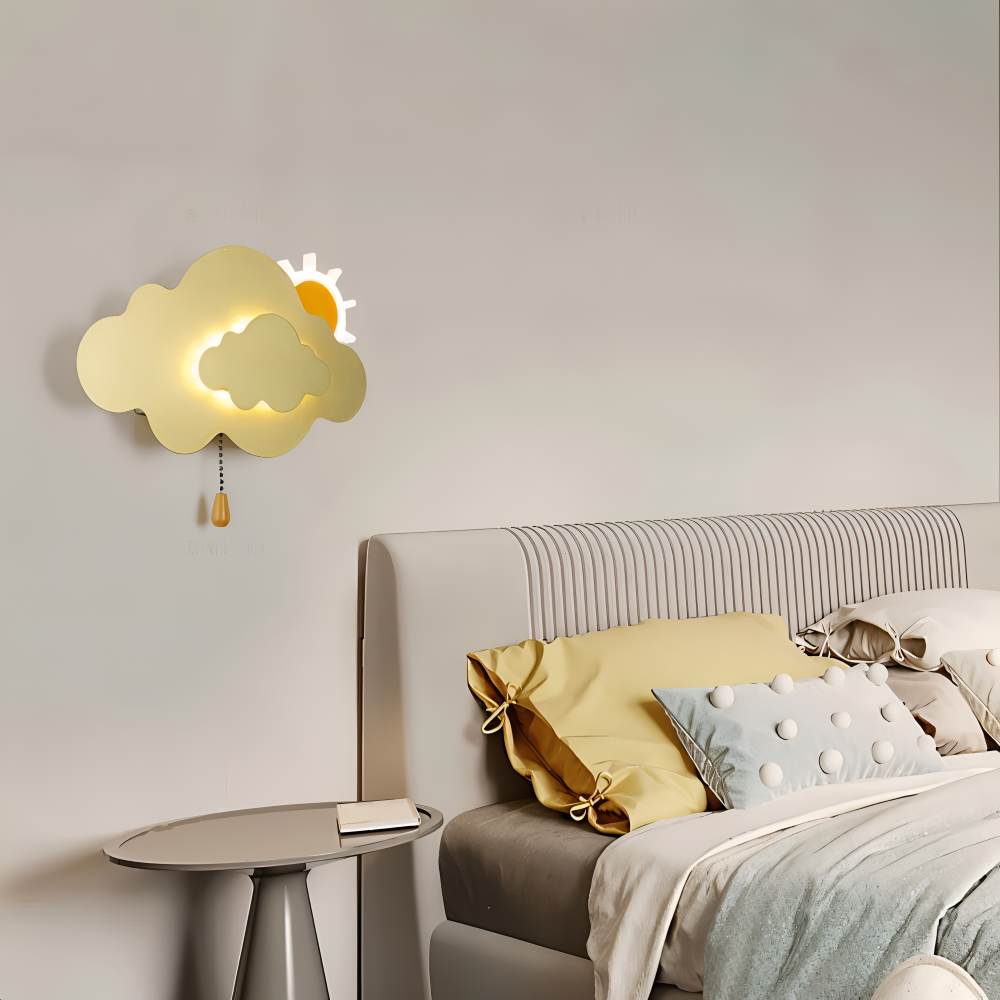DreamyFloat Wandleuchte  - Lebendige Wolken und Sonne LED Wandlampe - Kinderzimmerbeleuchtung