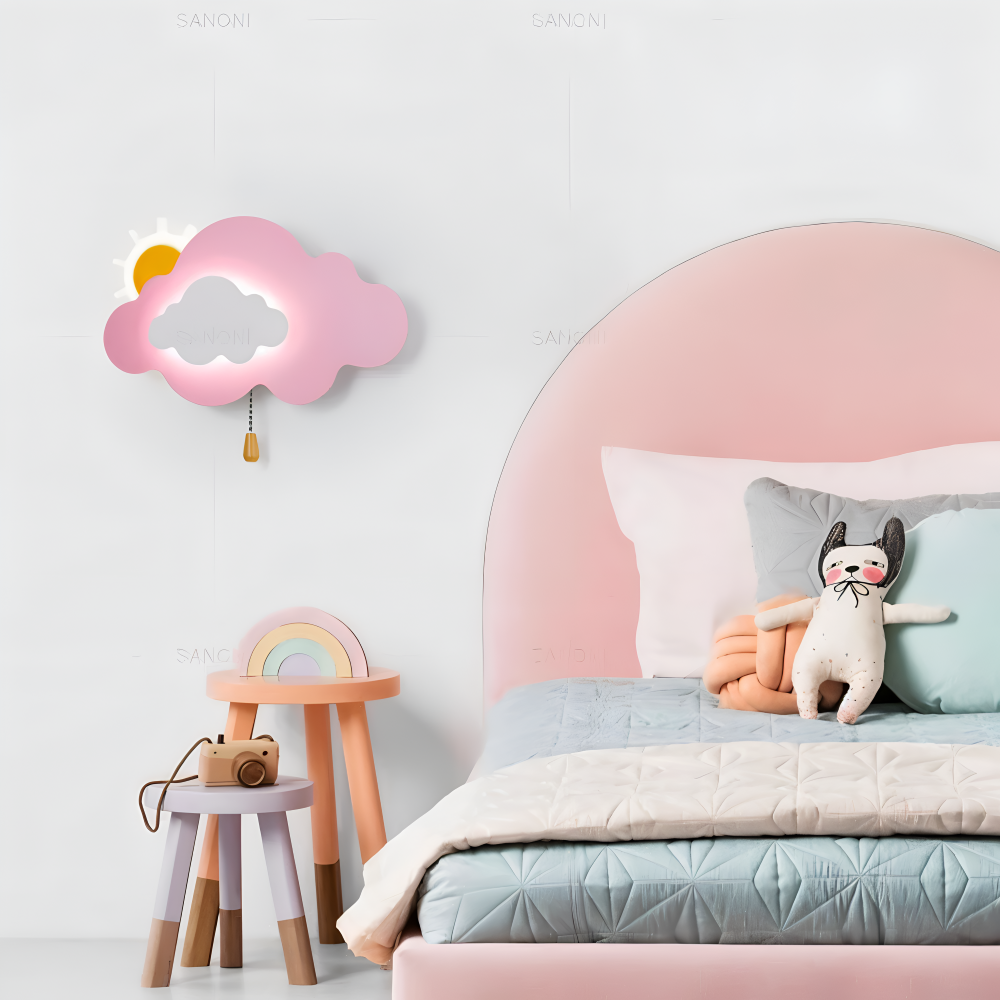 DreamyFloat Wandleuchte  - Lebendige Wolken und Sonne LED Wandlampe - Kinderzimmerbeleuchtung