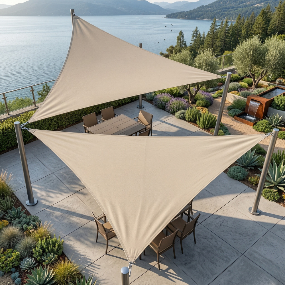 Dreieckiges Sonnensegel 300D Oxford-Gewebe – Robust & UV-Beständig – für Terrasse & Garten