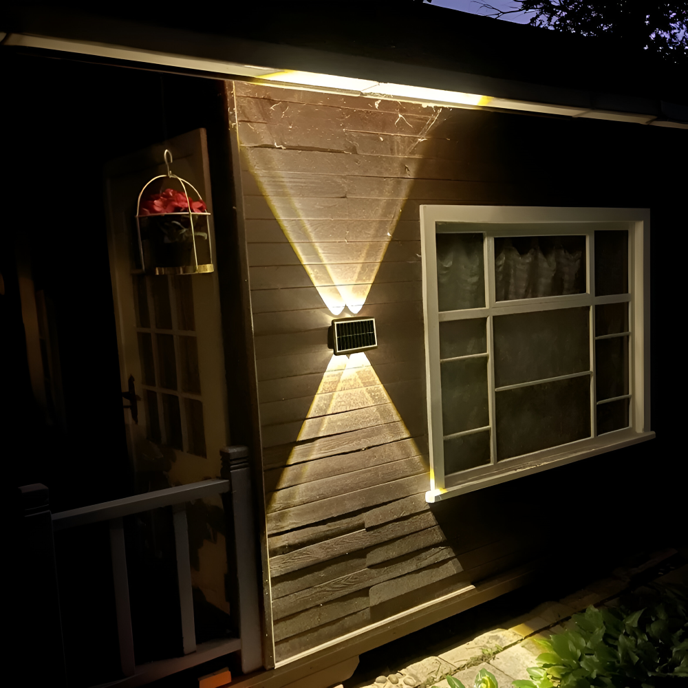 DualLit Gartenbeleuchtung - Wasserdichte LED Solarlampe Garten - Up & Down Außenbeleuchtung