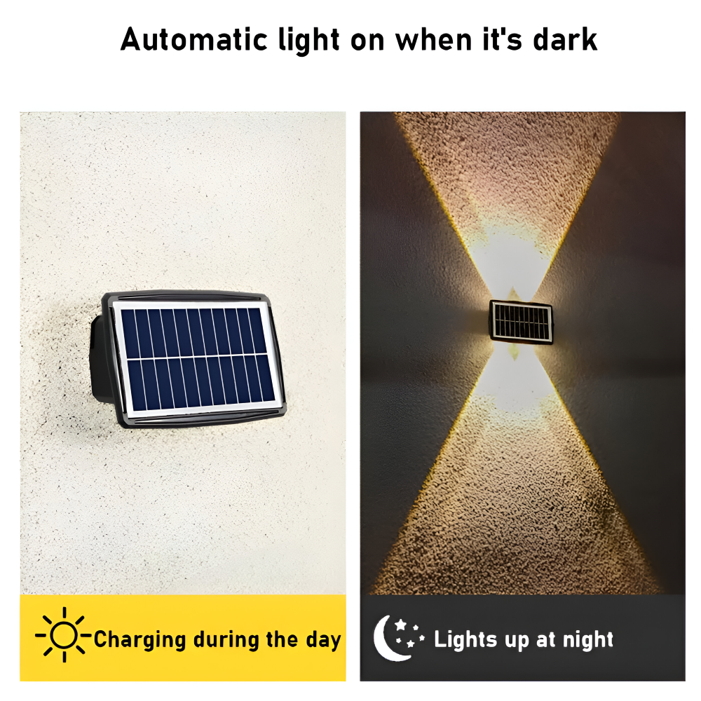 DualLit Gartenbeleuchtung - Wasserdichte LED Solarlampe Garten - Up & Down Außenbeleuchtung