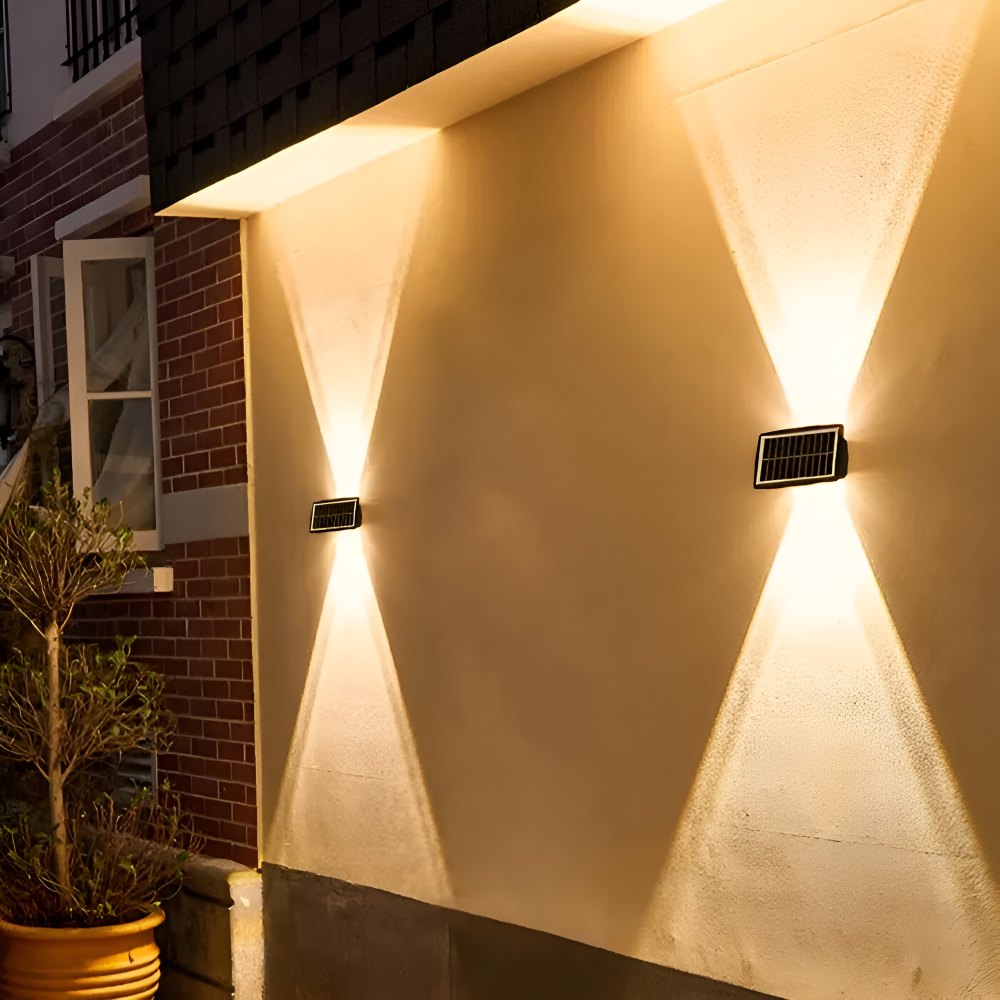 DualLit Gartenbeleuchtung - Wasserdichte LED Solarlampe Garten - Up & Down Außenbeleuchtung