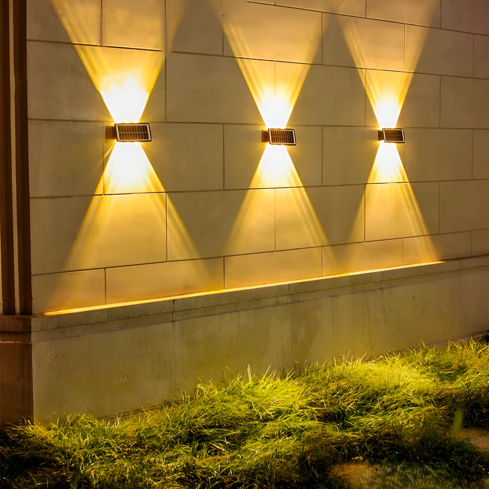 DualLit Gartenbeleuchtung - Wasserdichte LED Solarlampe Garten - Up & Down Außenbeleuchtung