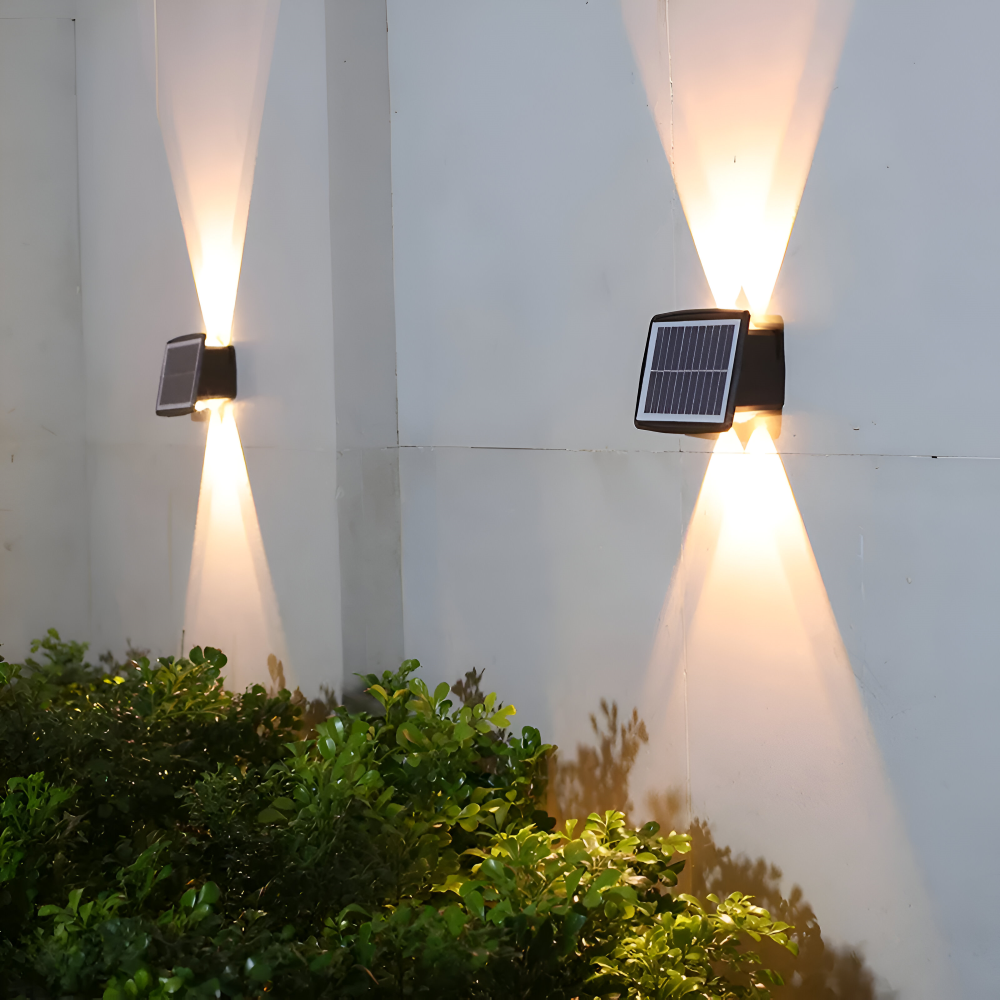 DualLit Gartenbeleuchtung - Wasserdichte LED Solarlampe Garten - Up & Down Außenbeleuchtung